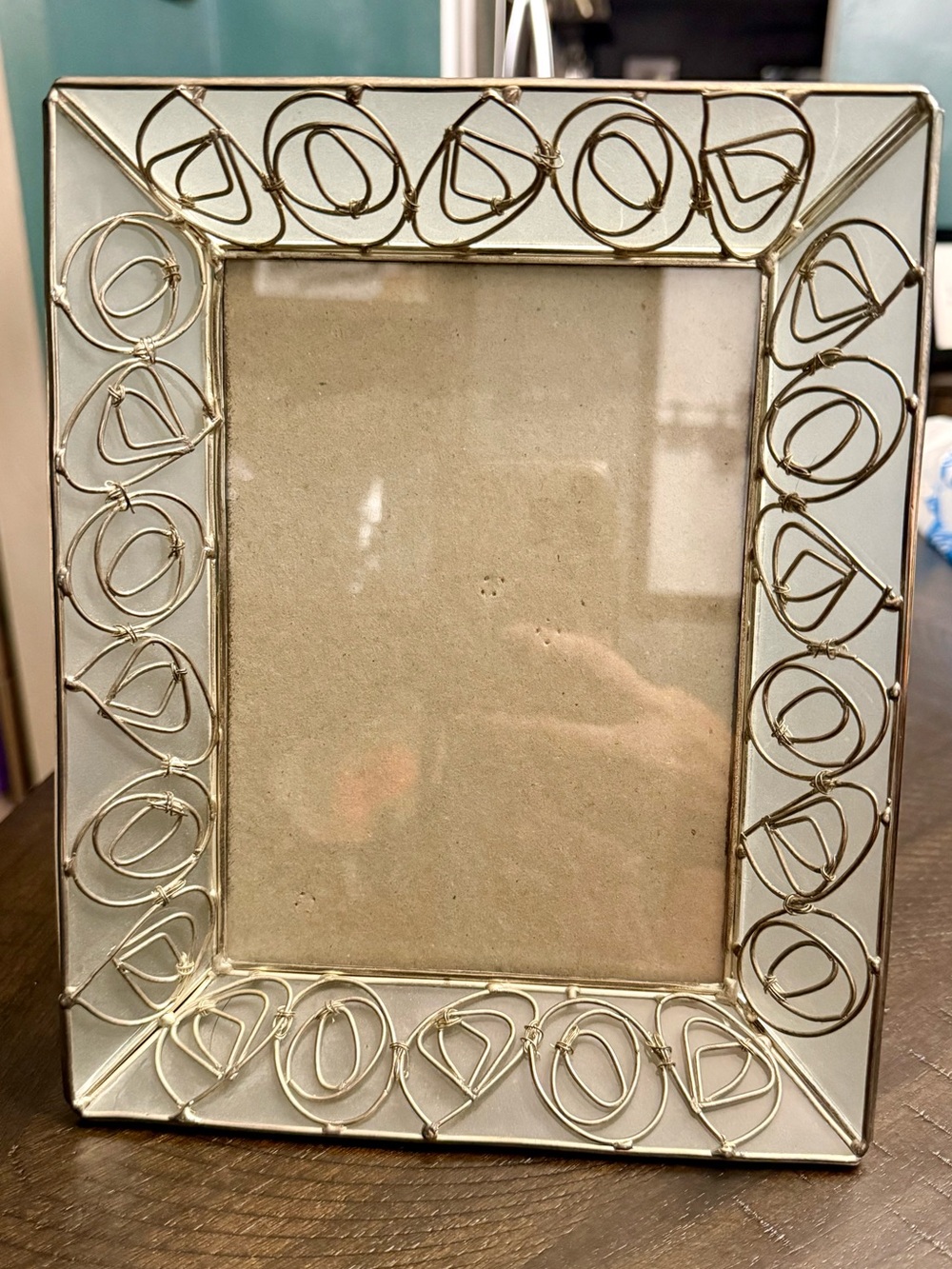 Vintage-Style Silver Tone Wirework Scroll & Swirl Metal Tabletop Picture Frame